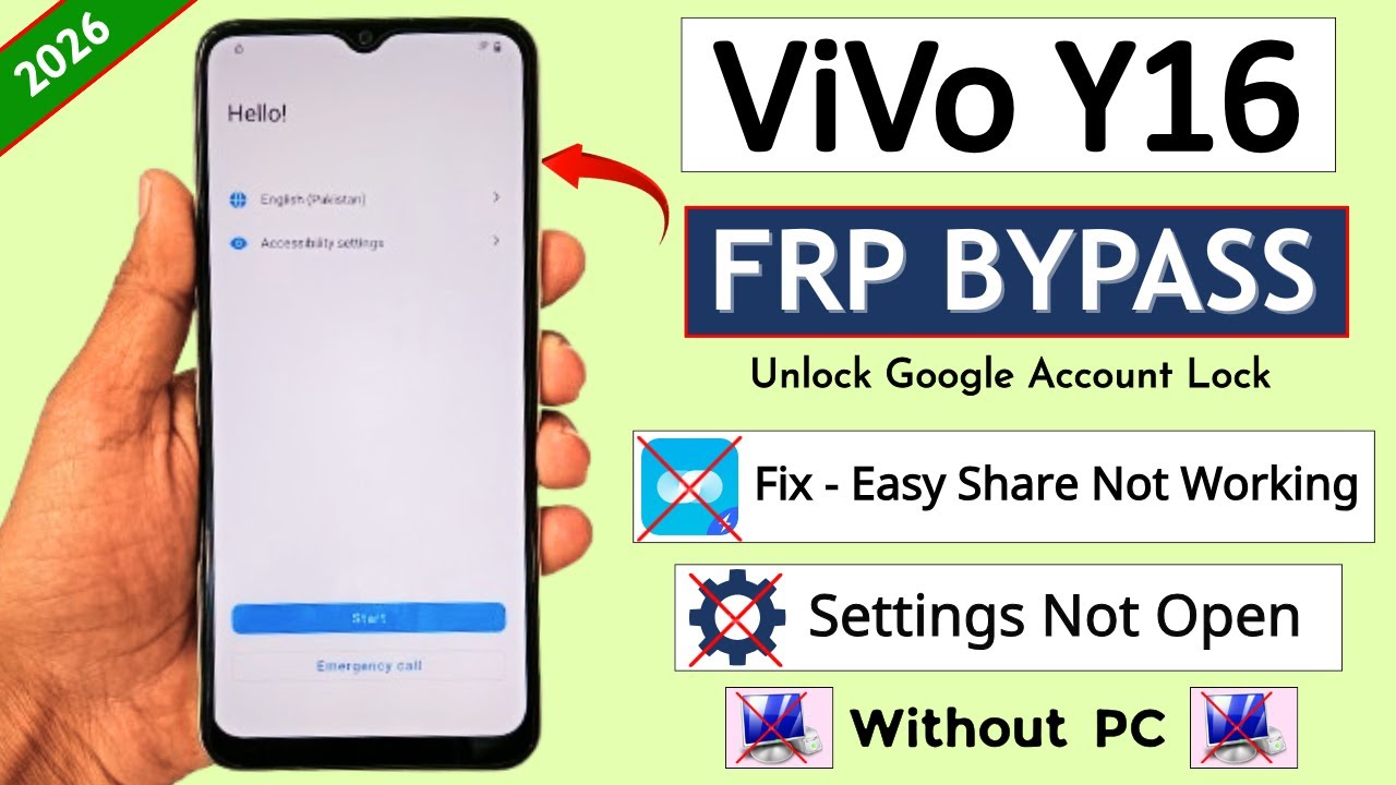 Vivo Y16 FRP Bypass 2026 (Easy Share Not Working) | Vivo Y16 Google Account Unlock Without PC