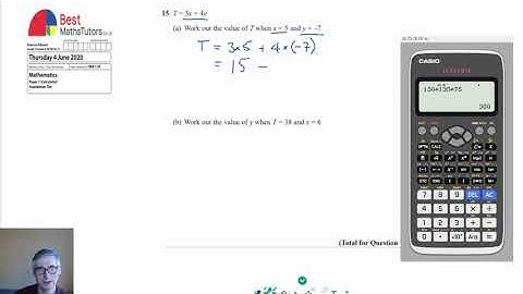 GCSE Maths Edexcel Foundation Paper 2 Thursday 4 June 2020 Q15 Formula