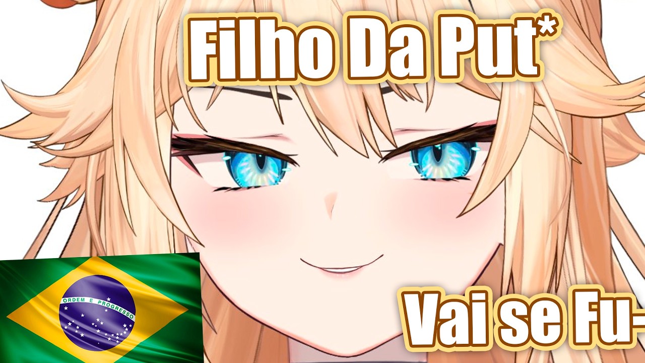 Ela aprendeu em Português do Brasil TODOS OS NOSSOS P4LAVRÕES...