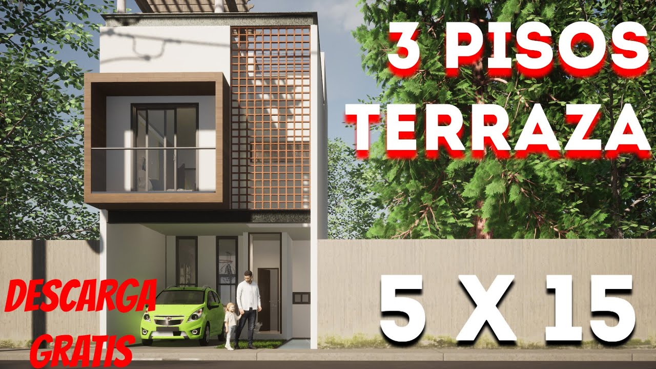 Plano De Casa Moderna De 5 X 15 Metros House Plans 5 X 15 Meters Modern Style Youtube