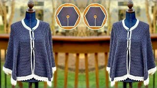 How to make an easy poncho shawl with crochet شال بونشو سهل وبسيط بفكره جديده بالكروشيه