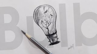 bulb drawing inside tree easy pencil step