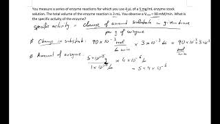 Finding the specific activity of an enzyme