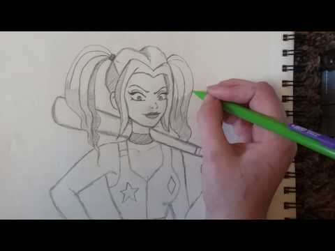 How to draw Harley Quinn from the new series DC Universe (Narrated Step by step)