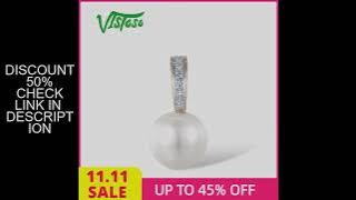 VISTOSO Authentic 14K 585 Rose Gold Pendant For Women Sparkling Diamond Fresh Water White Pearl Dail