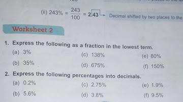 Dav Class 5 Math Unit 12 Worksheet 2 || Percentage || Convert The Percentage In To Lowest & Decimal