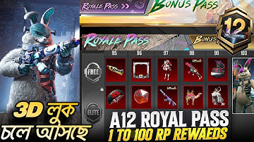 A12 Royal Pass 1 to 100 RP Rewards 3D Look | New Conqueror Frame in Pubg | Pubg & BGMI Leaks Video