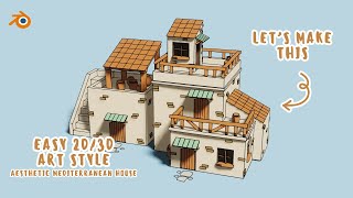 Create Aesthetic Mediterranean House in Blender   Grease Pencil & Toon Shader ✏  With Voice