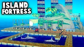 HUGE Island FORTRESS vs SHARK Attack! (Raft 2018 Gameplay)