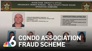 6 arrested in scheme to steal over $5.8M from Miami-Dade condos, sheriff says
Six people are facing charges in connection with a massive scheme to steal over $5.8 million from multiple condominium associations in Miami-Dade, authorities said.
Article: https://www.nbcmiami.com/news/local/6-arrested-in-scheme-to-steal-over-5-8m-from-miami-dade-condos-sheriff-says/3851514/ 6 arrested in scheme to steal over $5.8M from Miami-Dade condos, sheriff says