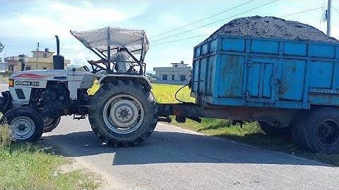 Eicher 551 di tractor heavy load trolley unloading | tractor trolley video