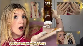 ASMR - HONEY 🍯 on my latex gloves | sticky tingle sounds
