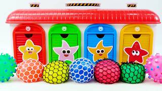 Kinetic Sand ASMR Rainbow Squishy Balls 🌈 Satisfying Color Match with Star Doors