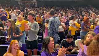 LSU fan's cheer during a commercial break for the National Championship
