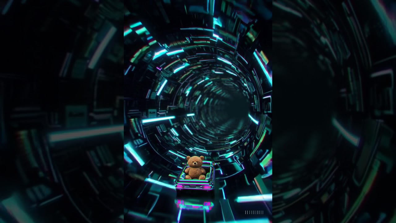 Fiber Tunnel Dream – Open Roof Car & Glitching Teddy Bear