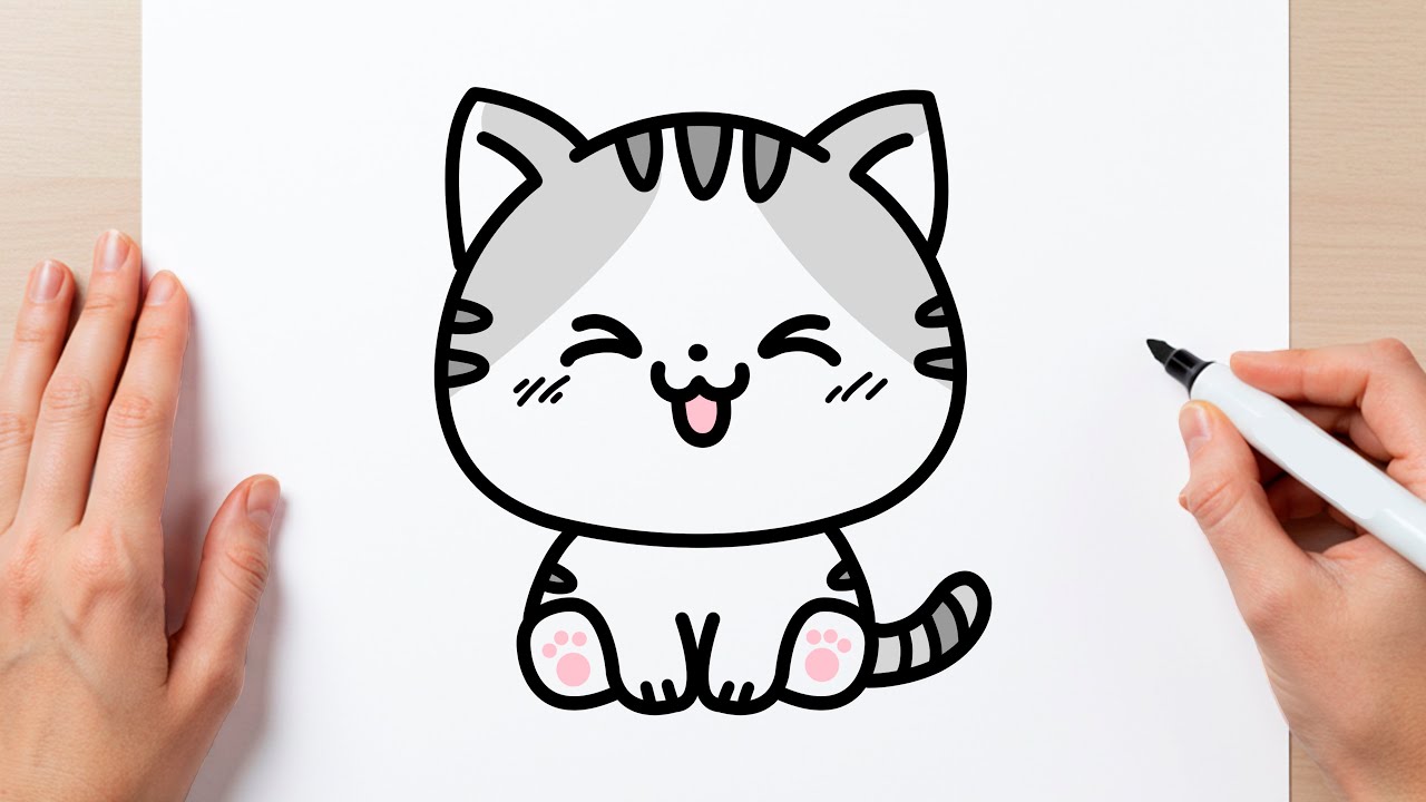 Como Desenhar um GATO fofo FÁCIL - Passo a Passo - YouTube