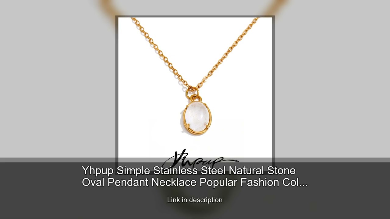 Yhpup Simple Stainless Steel Natural Stone Oval Pendant Necklace Popular Fashion Collar Jewelry