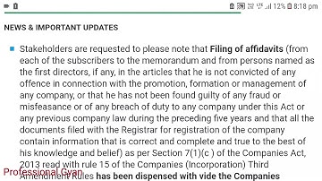 MCA Advisory Filing SPICE Form, INC-9, No Affidavit, Only Declaration