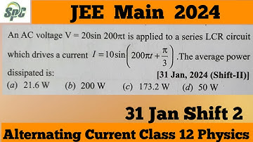 An AC voltage V = 20 sin ( 200 pi t ) is applied to a series LC R circuit which drives a current I =