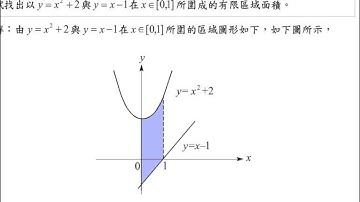 第七章 積分的應用~曲線間區域的面積~解題精選~07 01 B01