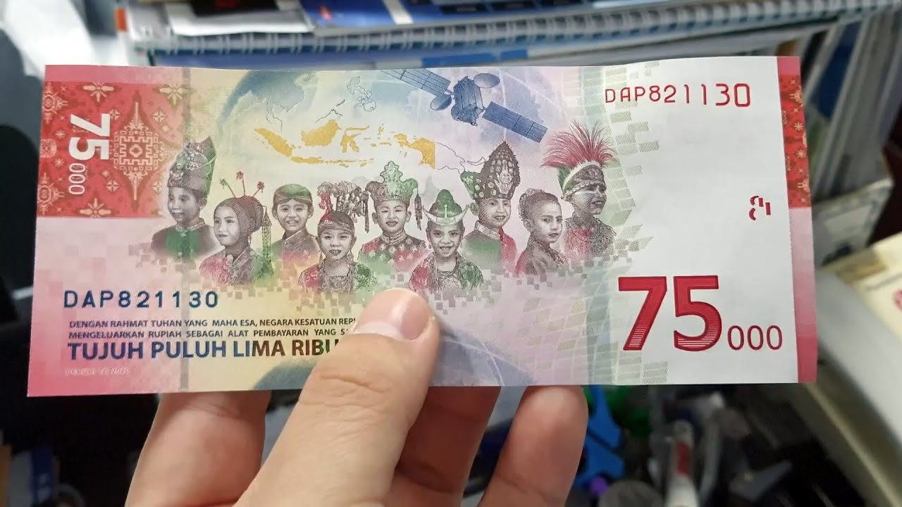  Uang  Kertas 75000  Rupiah Republik Indonesia edisi 75th 