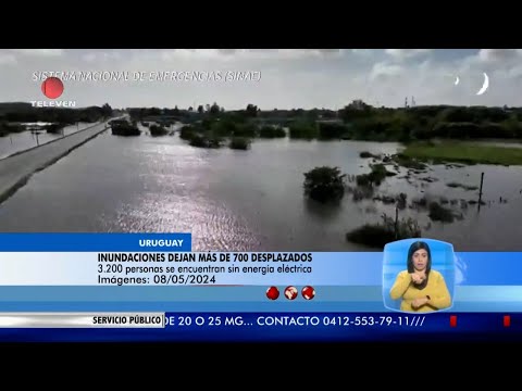 Inundaciones dejan más de 700 desplazados en Uruguay - El Noticiero emisión meridiana 08/05/24