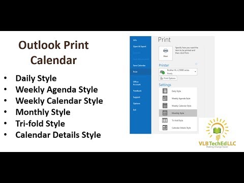 Outlook - Printing Your Calendar and the Options Available