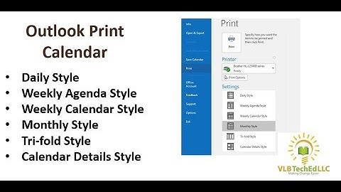 Outlook - Printing Your Calendar and the Options Available