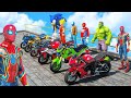 Spiderman army cbr superbike racing challenge on airport rampa funny contest 203