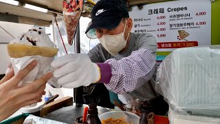 ”2분만에 만드는 재료폭탄 크레페?“ 영업 4시간! 역대급 위생 동대문 크레페, 길거리 음식 Nutella Crepe Shop, korean street food