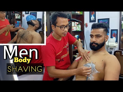 FULL BODY SHAVING || MEN BODY HAIR REMOVAL || BARBER SHOP BODY SHAVE ??❤️