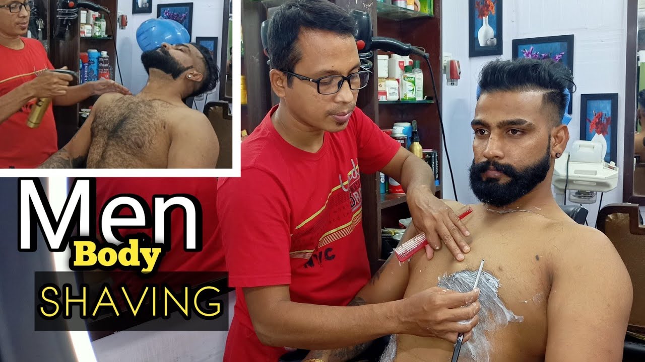 Full Body Shaving Men Body Hair Removal Barber Shop Body Shave 🪒🔥