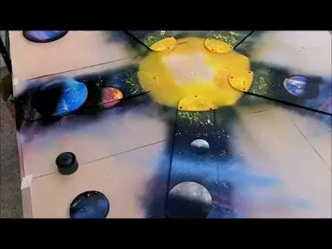 Spray Paint Art Space Painting On Ceiling Fan Youtube
