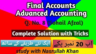Final Account Q No 8 Advanced Accounting || B.Com2, BBA, BS, ADP, MBA