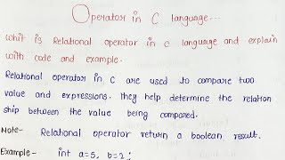 Relational Operators in C Language || What is Relational Operators. Explain with Example in Hindi...