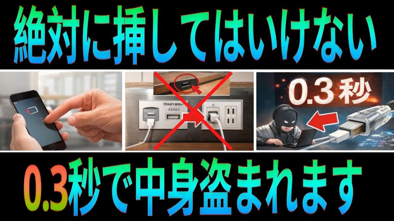 【警告】【FBIが警告】瞬時に情報を奪われる…従来対策が効かないUSB充電に潜む落とし穴！