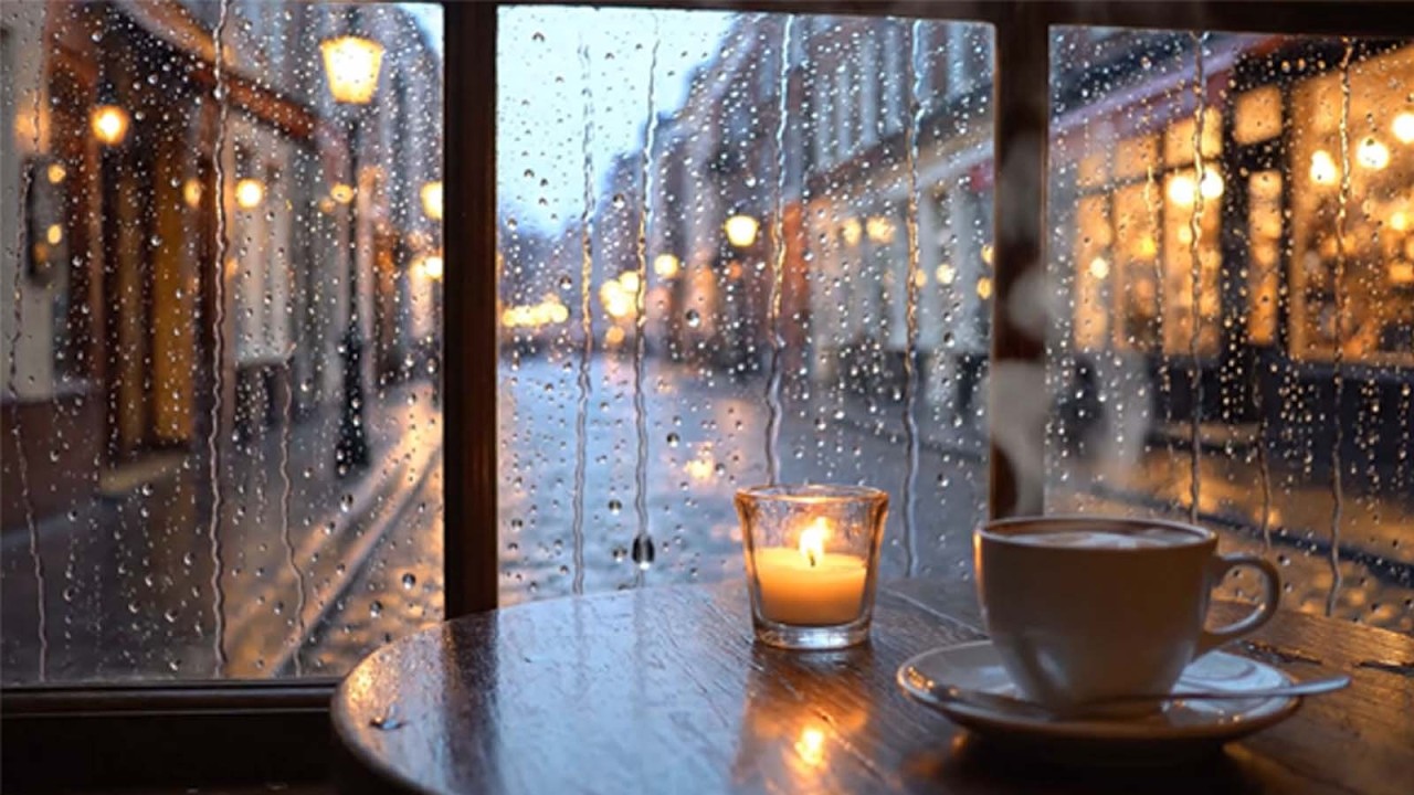 Rainy Day Café Ambience | Cozy Coffee Shop Rain Sounds for Relaxing ...