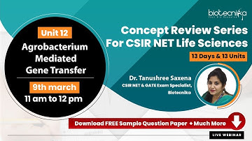 CSIR NET Day 12 - UNIT 12 Agrobacterium Mediated Gene Transfer