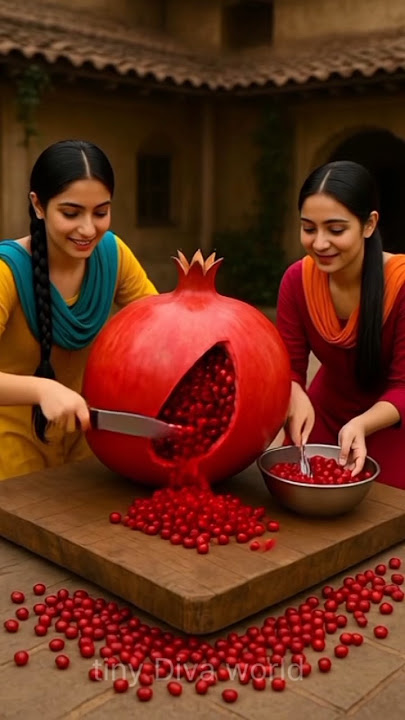 “Tiny Punjabi Women Make Giant Pomegranate Juice 🥤  Miniature Cooking Village Style”#shorts#trending