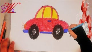 طريقة رسم وتلوين سياره | How to draw and paint a car