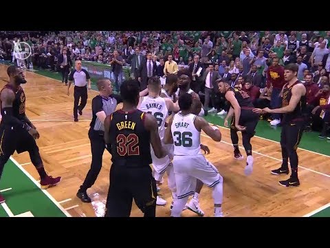 Larry Nance Jr & Marcus Morris Scuffle - Game 5 | Cavaliers vs Celtics | 2018 NBA Playoffs
