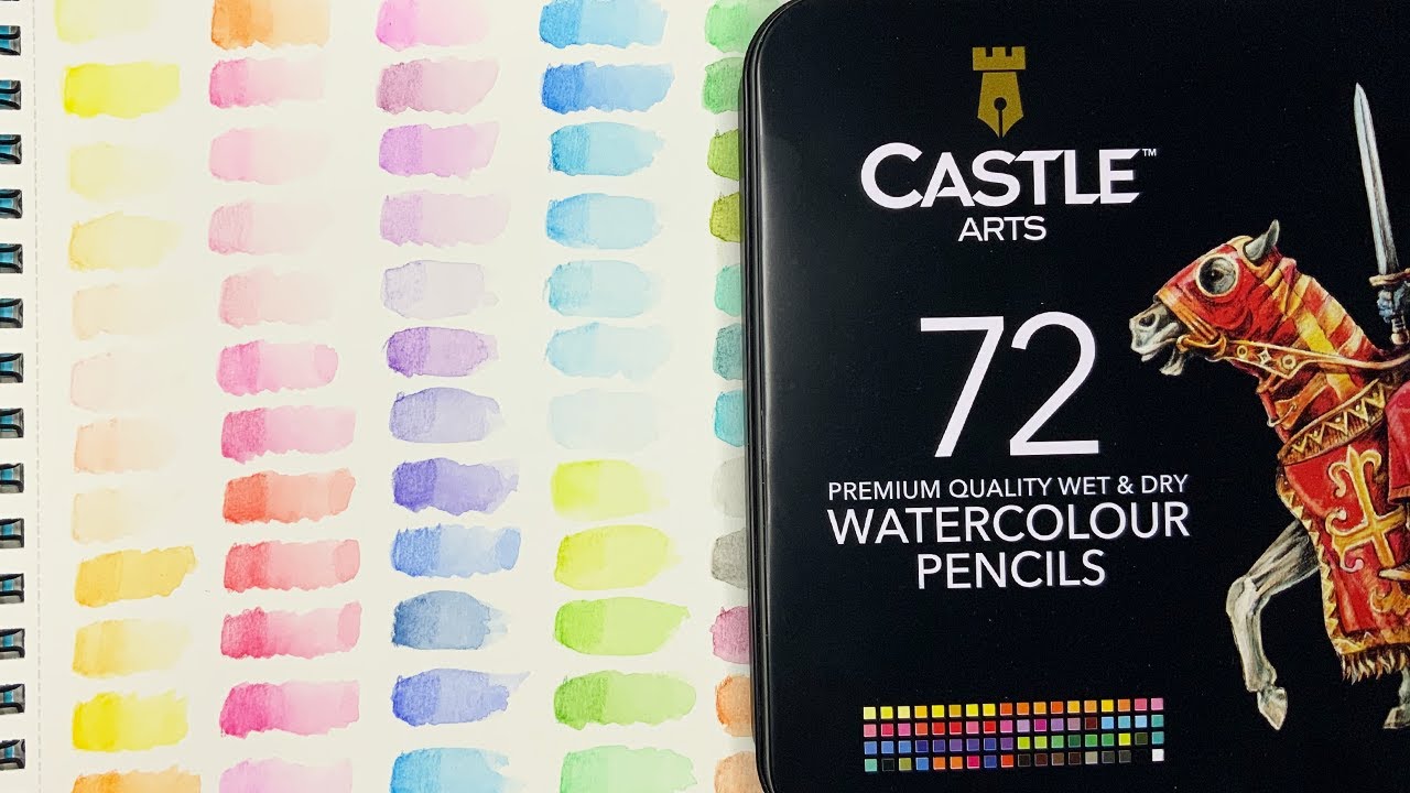 Castle Art Supplies 72 Watercolor Pencils Zip-Up Set for Adults Kids Artists | Quality Colored Cores Vivid Colors to Create