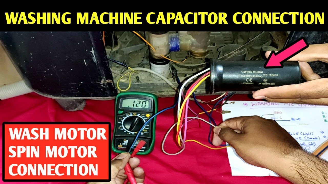 WASHING MACHINE CAPACITOR CONNECTION! 4 WIRE CAPACITOR CONNECTION! WASH