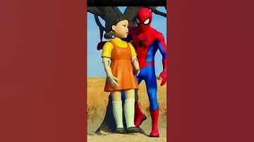 Squid Game doll with Spiderman #squidgame #squidgamenetflix #squidgame2 #spiderman  #spiderman2