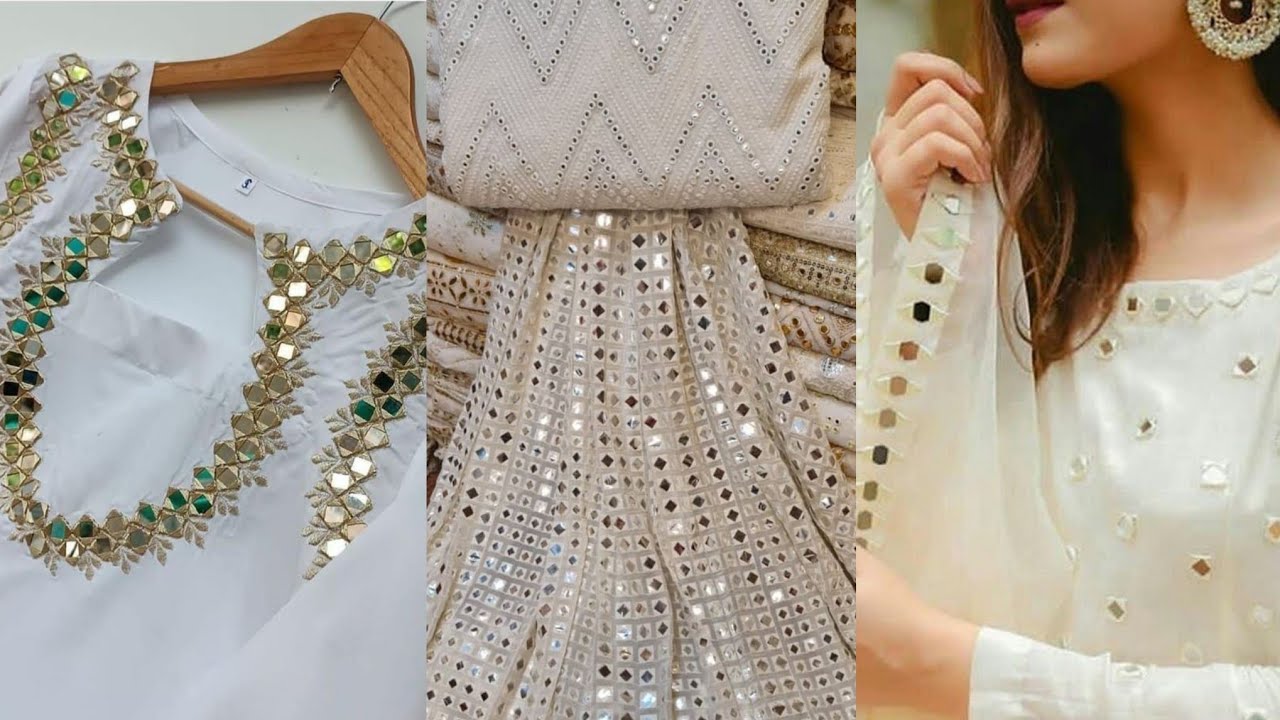 Latest mirror work white dress designs/ Designer mirror work trending outfit in budget