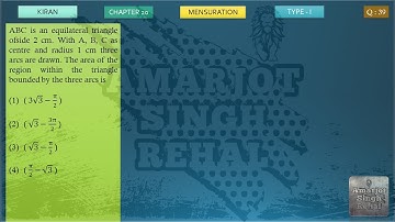 ABC is an equilateral triangle of side 2 cm. With A, B, C as centre and radius 1 cm three arcs are