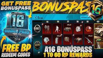 New Redeem Codes A16 Bonus Pass | Get free Bonus Pass | Upgradable Vehicle Skin |PUBGM 