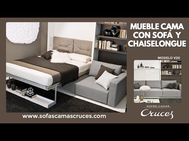 ▷ Mueble cama abatible con sofá y estantería