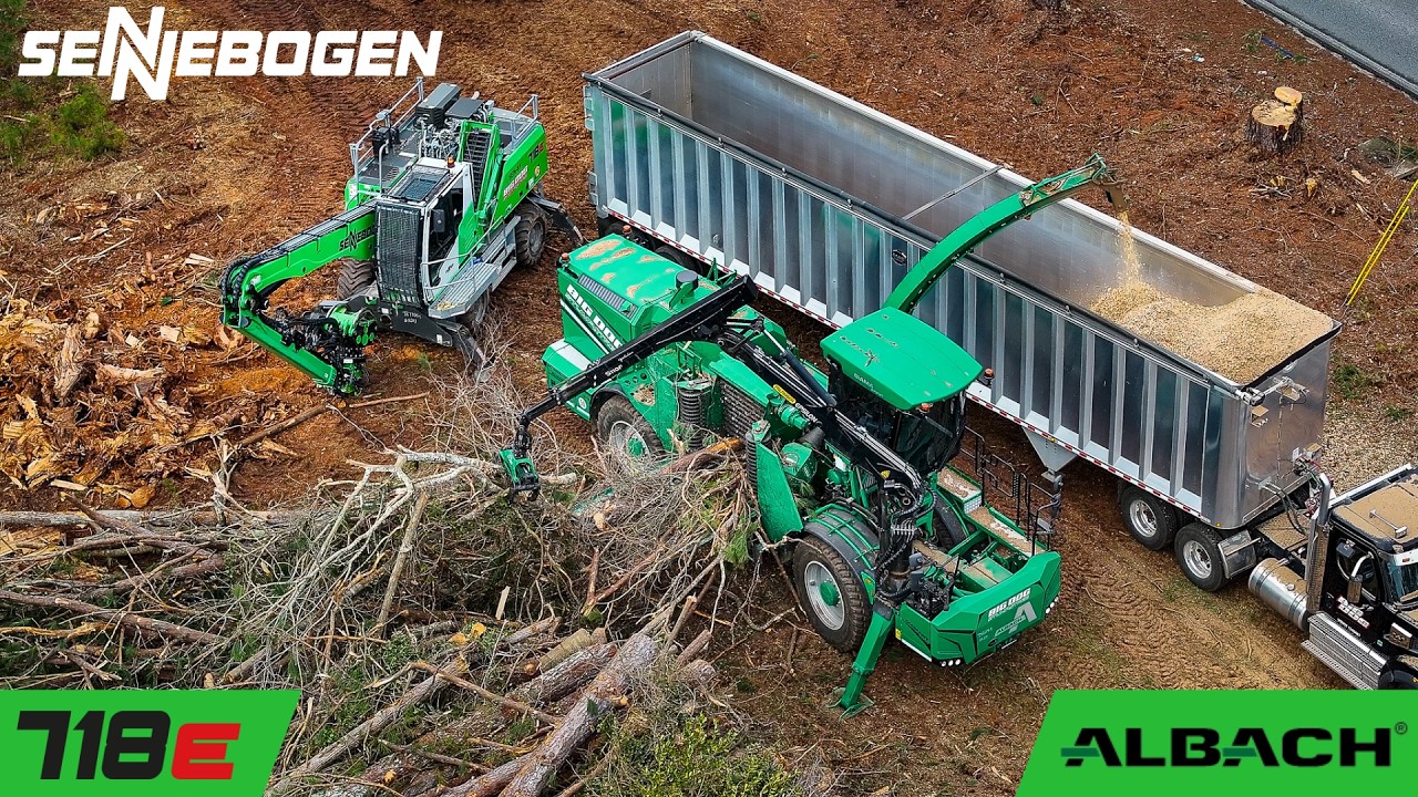 Albach Tree Work SENNEBOGEN 718E + Albach DiAMANT Jobsite Story - Big Dog Stump & Tree ...