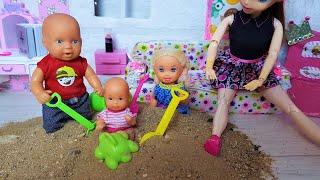 A POT AND A BIG SANDBOX! For Katya and Max, a fun family. Collection of cartoons funny Barbie series